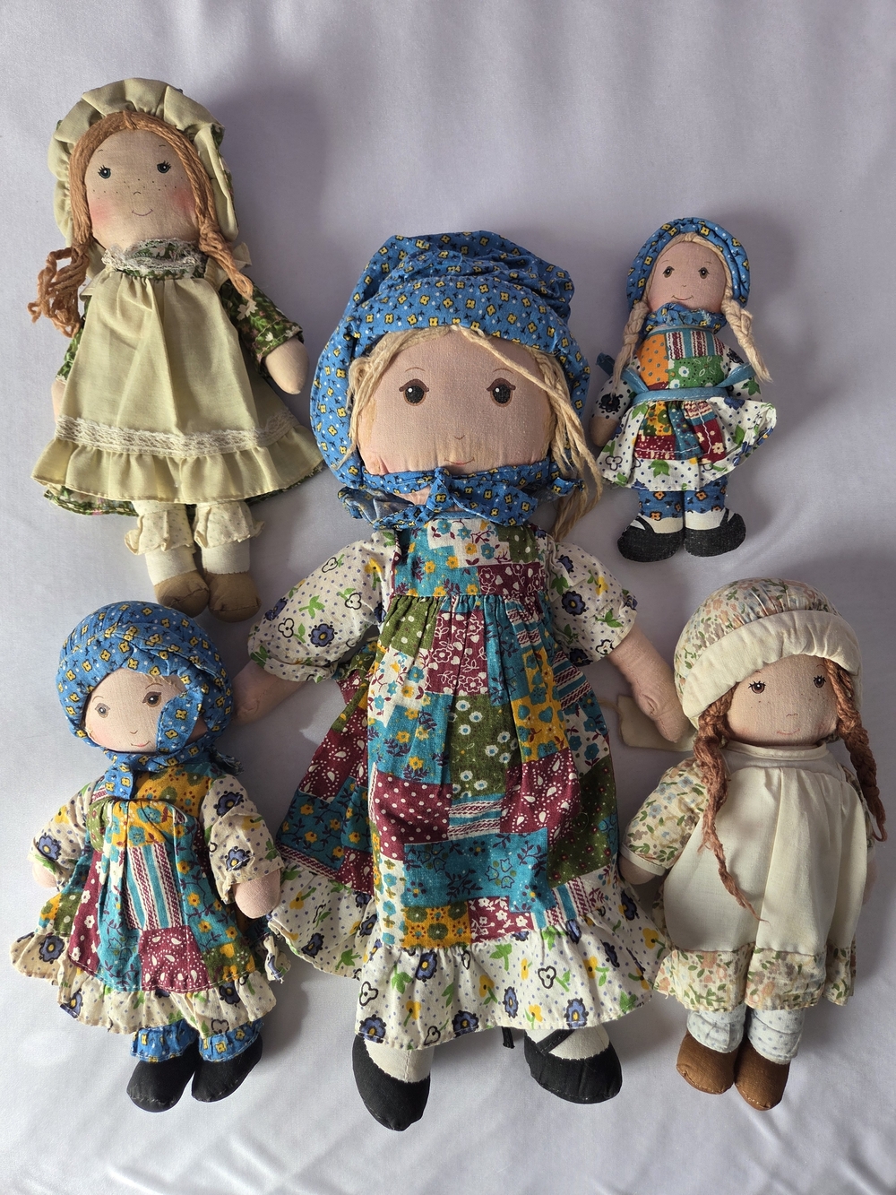 Vintage 1970s Knickerbocker Holly Hobbie Rag Dolls - Set of 5